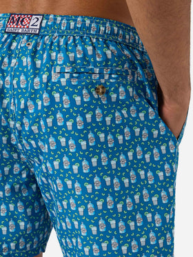 Short de bain Micro Lighting bleu clair avec imprimé cocktail 