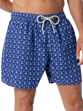 Man lightweight fabric swim-shorts Lighting Micro Fantasy with anchor print - MC2 Saint Barth