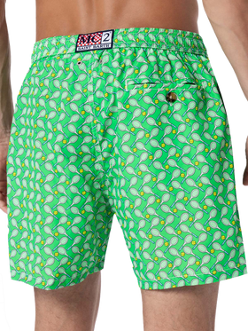 Man lightweight fabric swim-shorts Lighting Micro Fantasy with tennis print - MC2 Saint Barth