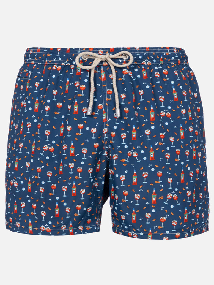 Lightweight fabric swim shorts Lighting with Aperol spritz print | APEROL SPECIAL EDITION