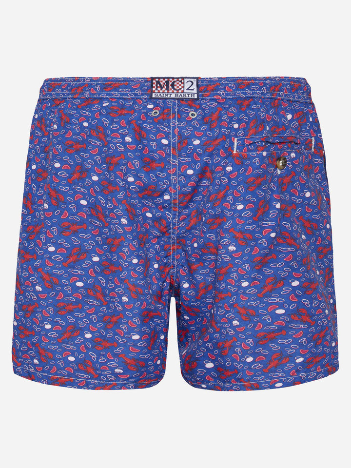 Lightweight fabric swim shorts Lighting with lobster print