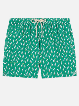 Badeshorts mit Lighting Micro Fantasy grünem Australian-Print | Special Edition 