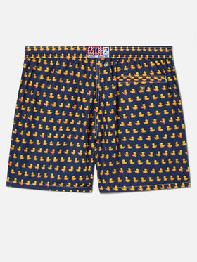 Navy Lighting Micro swim shorts with rubber duck all-over print