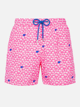 Man lightweight fabric swim-shorts Lighting Micro Fantasy with palms print - MC2 Saint Barth