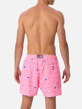 Man lightweight fabric swim-shorts Lighting Micro Fantasy with palms print - MC2 Saint Barth