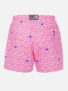 Man lightweight fabric swim-shorts Lighting Micro Fantasy with palms print - MC2 Saint Barth
