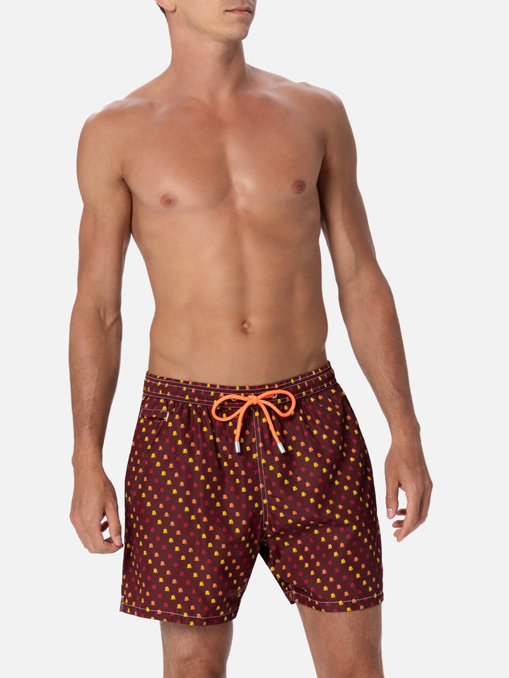 Man lightweight fabric swim-shorts Lighting Micro Fantasy with Roma print | AS ROMA SPECIAL EDITION - MC2 Saint Barth