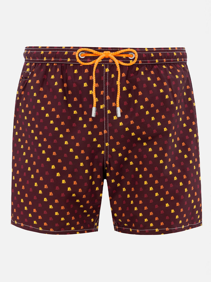 Leichte Badehose aus Stoff mit Roma-Print | AS ROMA SPECIAL EDITION