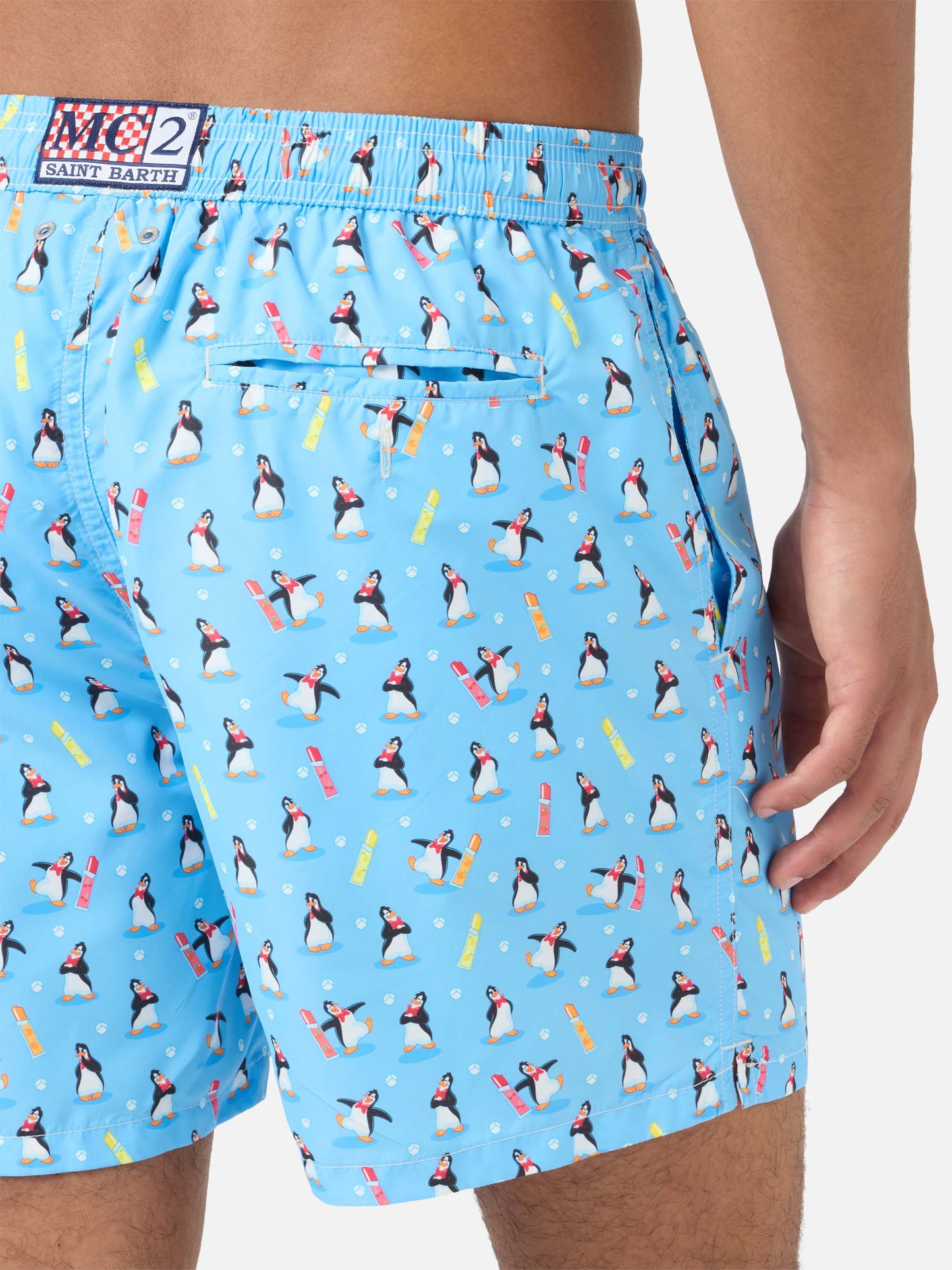 Costume mare Lighting Micro azzurro con stampa pinguini Polaretti | POLARETTI SPECIAL EDITION