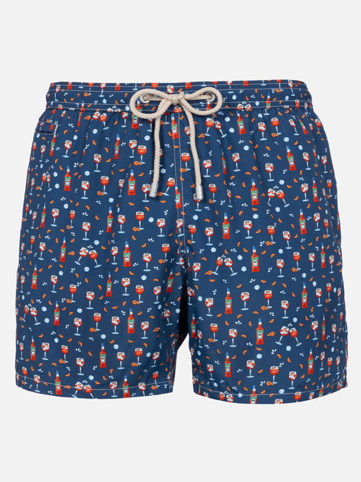 Herren-Badeshorts aus leichtem Stoff Lighting Micro Fantasy mit Aperol Spritz-Aufdruck | APEROL SONDEREDITION