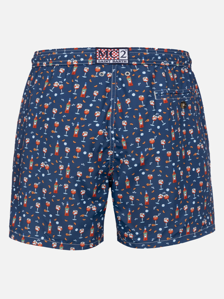 Herren-Badeshorts aus leichtem Stoff Lighting Micro Fantasy mit Aperol Spritz-Aufdruck | APEROL SONDEREDITION