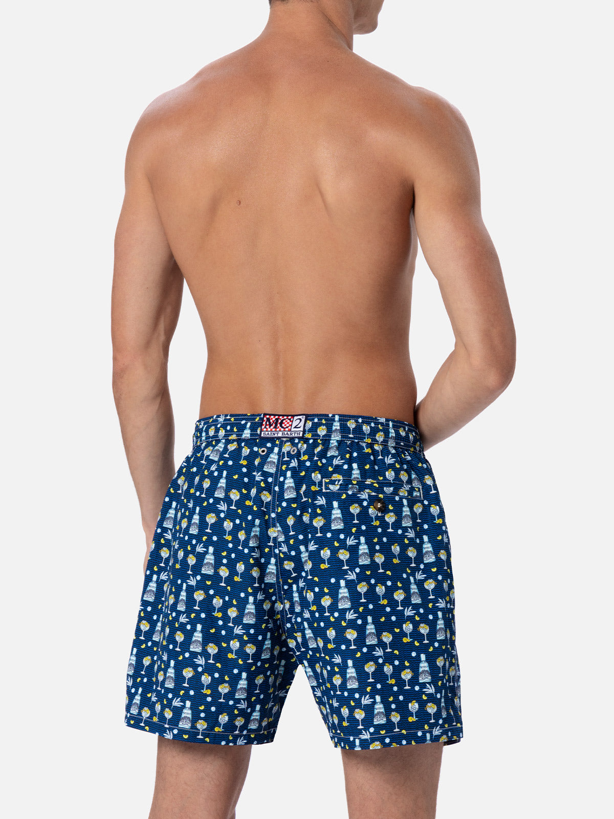 Man lightweight fabric swim-shorts Lighting Micro Fantasy with Gin Mare print | GIN MARE SPECIAL EDITION - MC2 Saint Barth