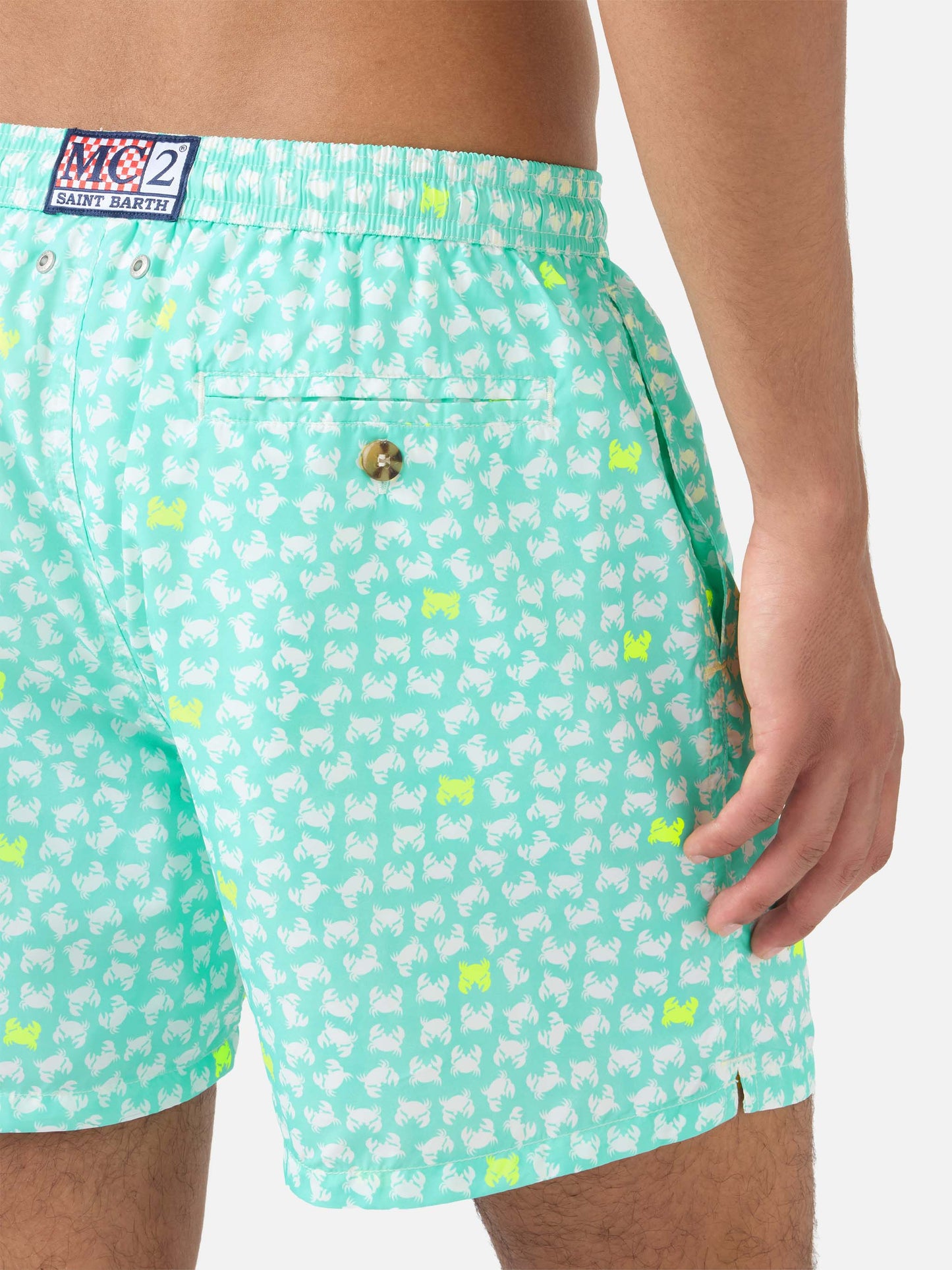 Short de bain à imprimé crabe jaune Lighting 