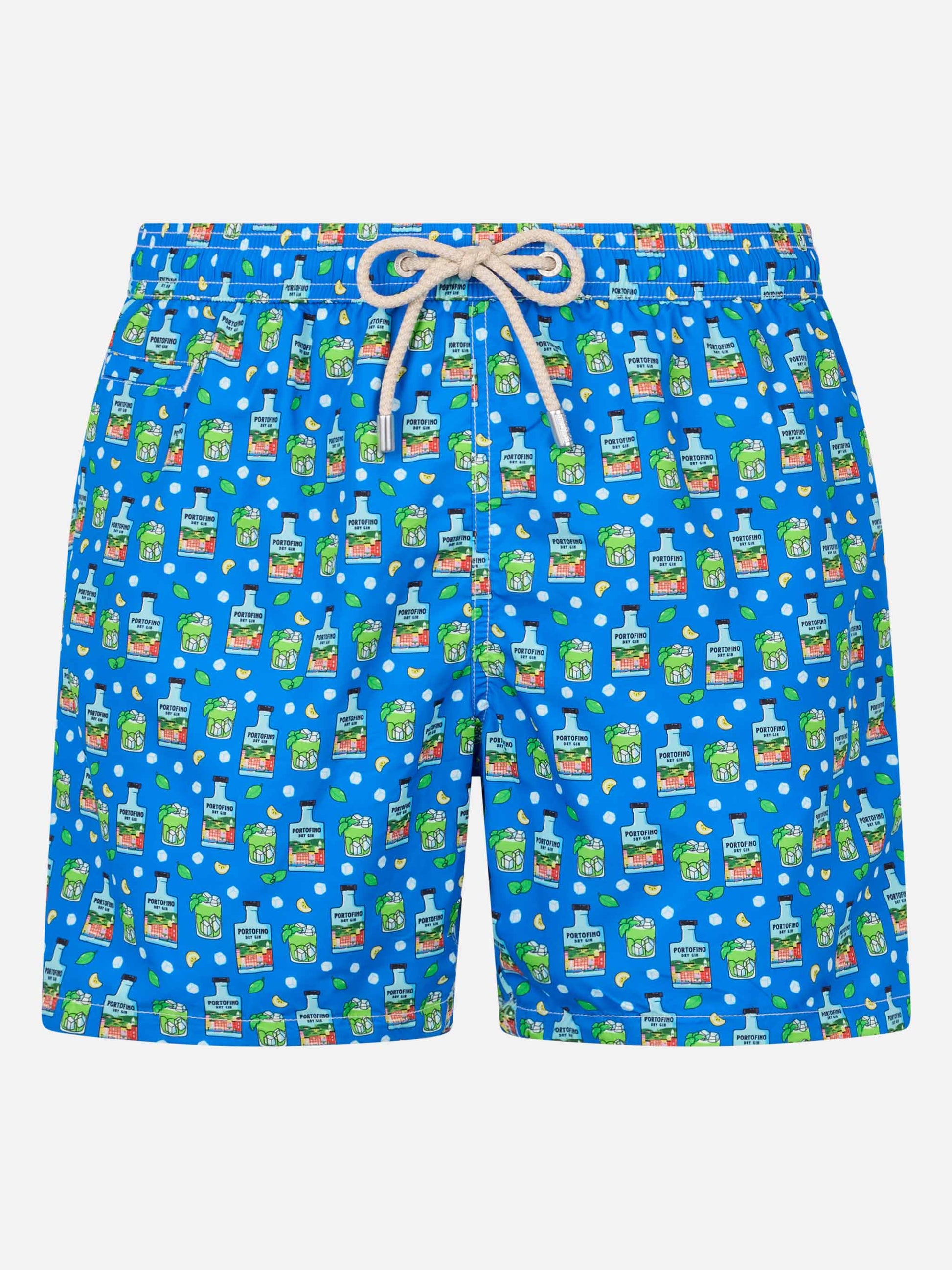 Man lightweight fabric swim-shorts Lighting Micro Fantasy with Paloma Portofino Gin print | PORTOFINO DRY GIN SPECIAL EDITION - MC2 Saint Barth