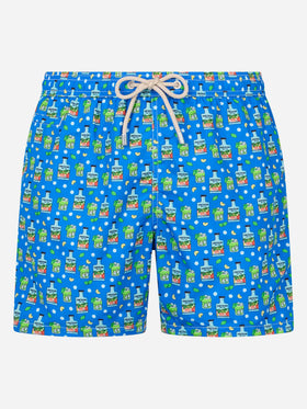 Man lightweight fabric swim-shorts Lighting Micro Fantasy with Paloma Portofino Gin print | PORTOFINO DRY GIN SPECIAL EDITION - MC2 Saint Barth