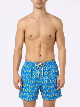 Man lightweight fabric swim-shorts Lighting Micro Fantasy with Paloma Portofino Gin print | PORTOFINO DRY GIN SPECIAL EDITION - MC2 Saint Barth