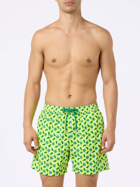 Man lightweight fabric swim-shorts Lighting Micro Fantasy with watches print - MC2 Saint Barth