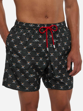 Badeshorts aus leichtem Stoff „Lighting“ mit One Piece-Totenkopf-Print | ONE PIECE® SPECIAL EDITION