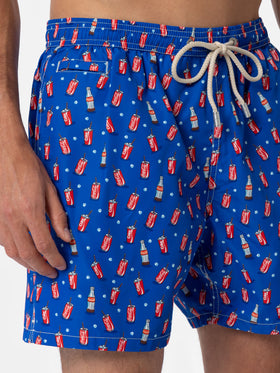 Man lightweight fabric swim-shorts Lighting Micro Fantasy with Coca Cola print | THE COCA COLA COMPANY SPECIAL EDITION - MC2 Saint Barth