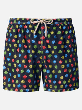 Boxer mare Lighting in tessuto leggero con stampa dadi
