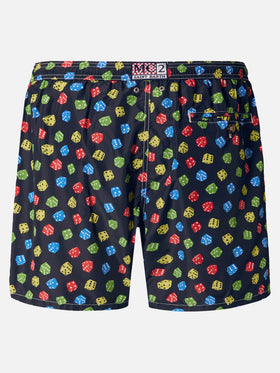 Boxer mare Lighting in tessuto leggero con stampa dadi