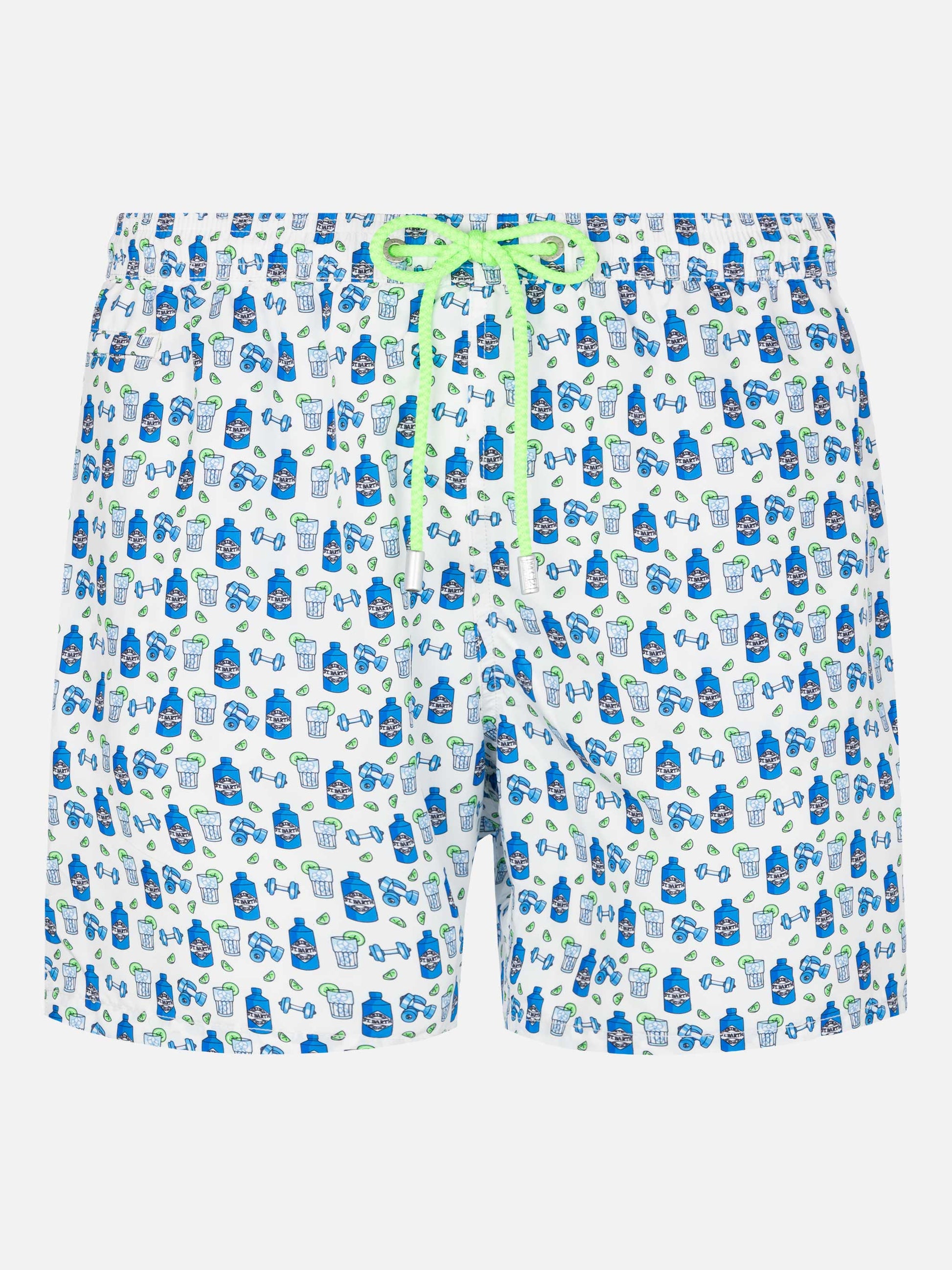 Lightweight fabric swim shorts Lighting with gin gym print - MC2 Saint Barth