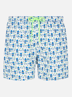 Lightweight fabric swim shorts Lighting with gin gym print - MC2 Saint Barth