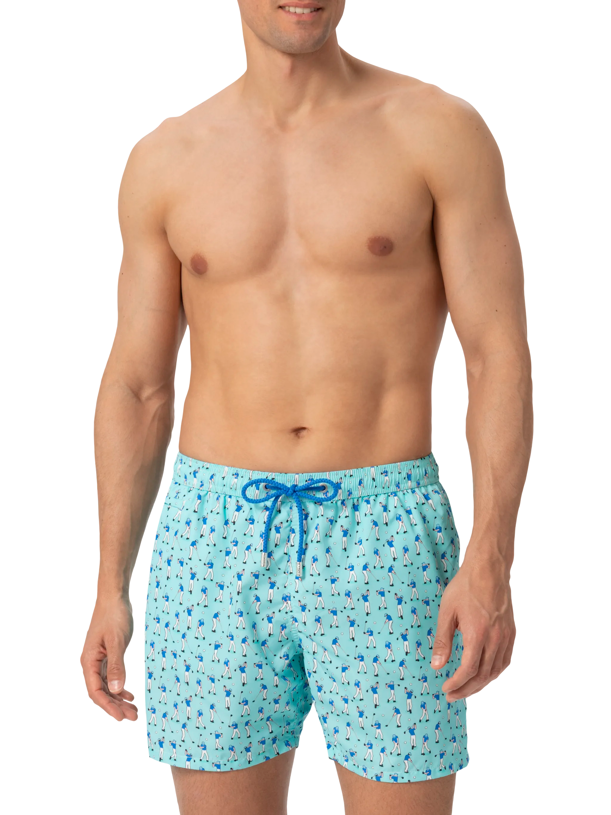 Lightweight fabric swim shorts Lighting with golf players print - MC2 Saint Barth