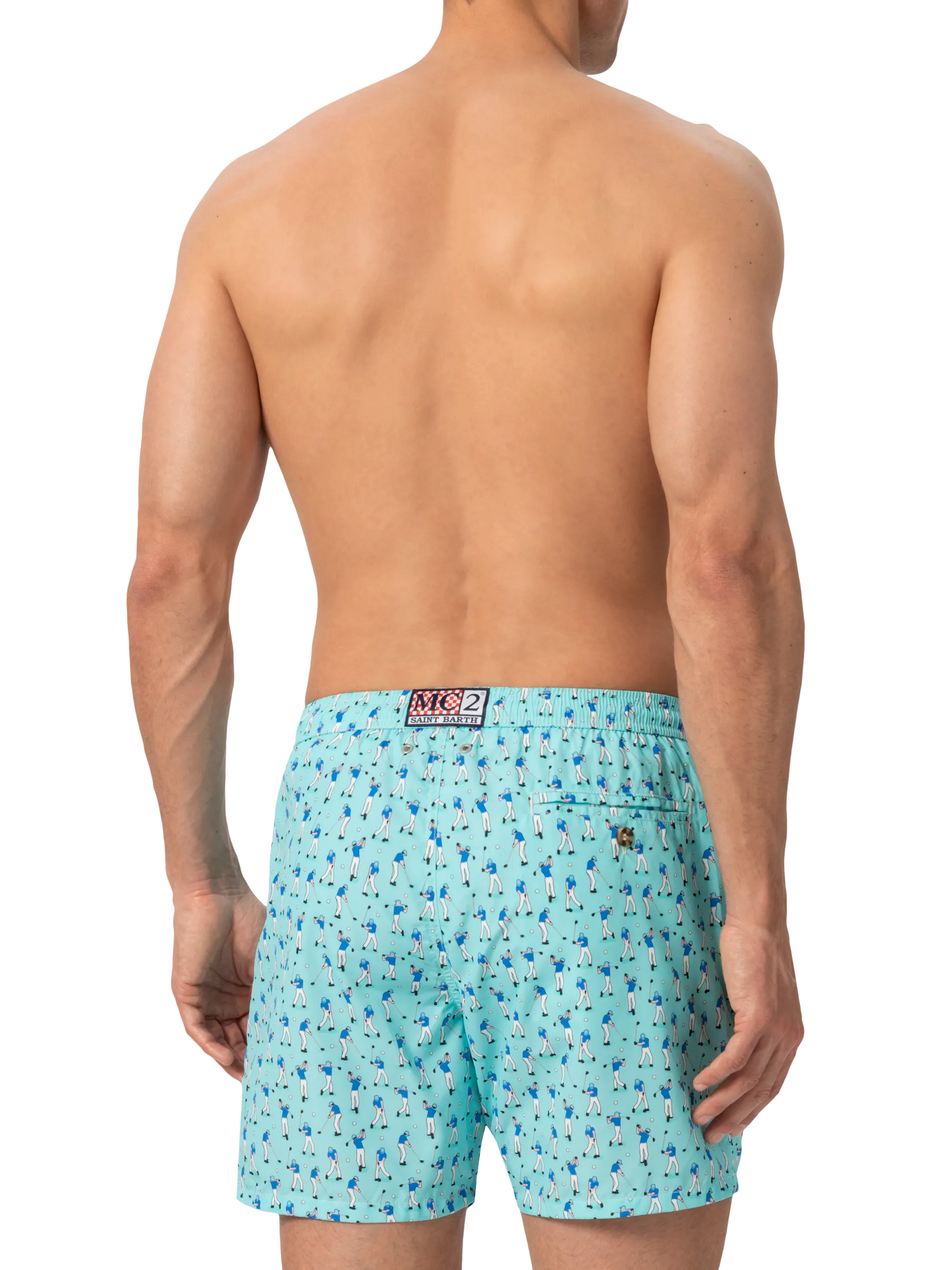 Lightweight fabric swim shorts Lighting with golf players print - MC2 Saint Barth