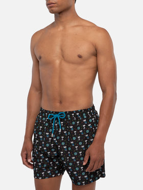 Man light fabric swim shorts with Snoopy print| Peanuts® Special Edition