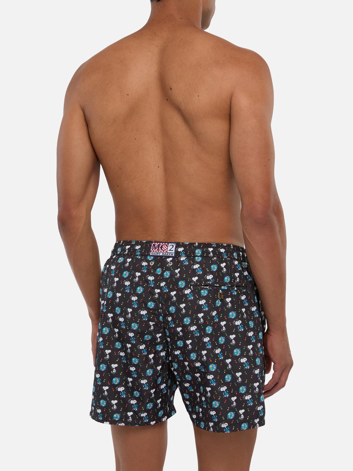 Man light fabric swim shorts with Snoopy print| Peanuts® Special Edition