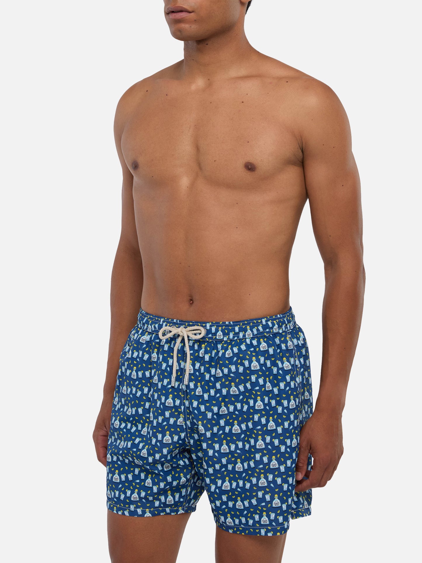 Man light fabric swim shorts with tequila print