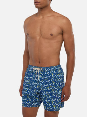 Man light fabric swim shorts with tequila print