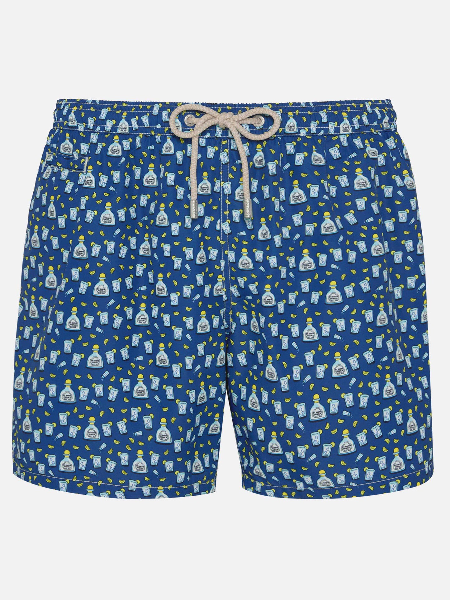 Man light fabric swim shorts with tequila print