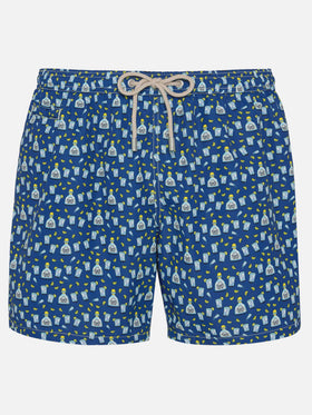 Man light fabric swim shorts with tequila print