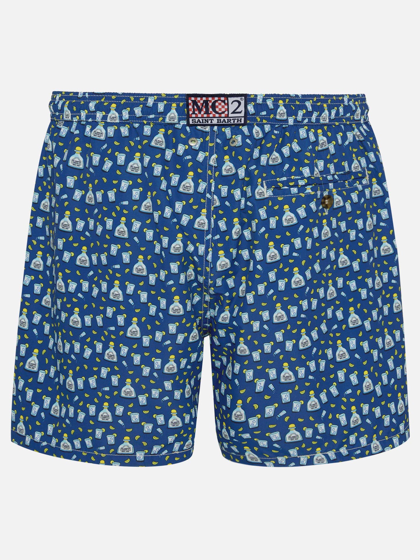 Man light fabric swim shorts with tequila print