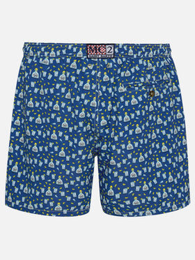 Man light fabric swim shorts with tequila print