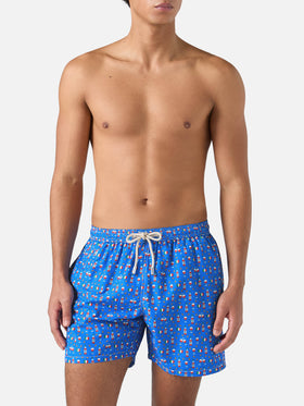 Badehose aus leichtem Stoff mit weinrotem Aufdruck