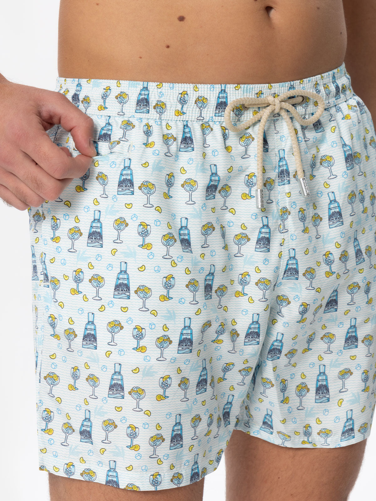 Man light fabric swim shorts with gin print | GIN MARE SPECIAL EDITION - MC2 Saint Barth