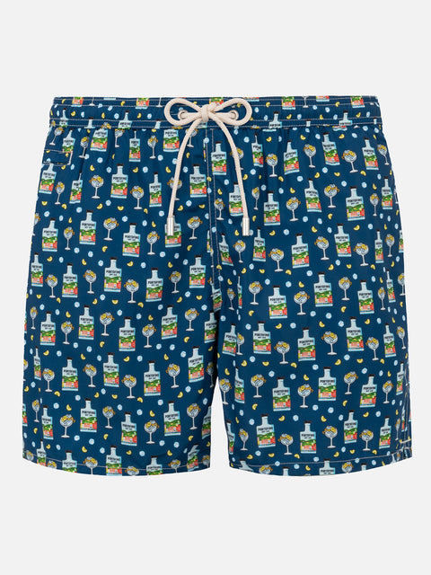 Man light fabric swim shorts with Portofino gin print | PORTOFINO DRY GIN SPECIAL EDITION - MC2 Saint Barth