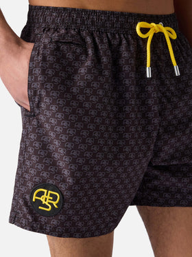 Lightweight fabric swim-shorts Lighting with Roma print | AS ROMA SPECIAL EDITION