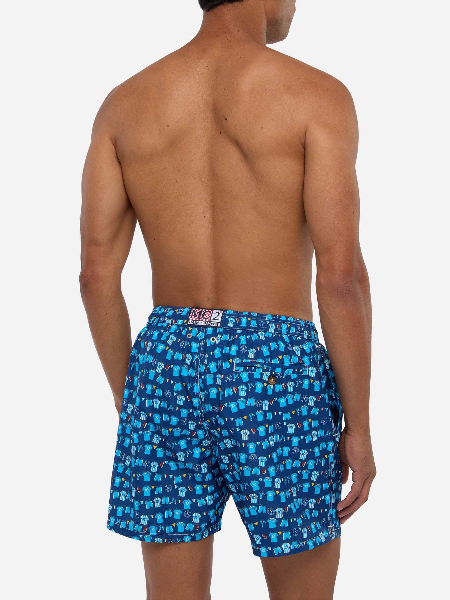 Marineblaue Lighting Micro Fantasy Badeshorts mit SSC Napoli Balconi-Print | SSC NAPOLI SPECIAL EDITION 