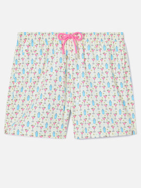 White Lighting Micro swim shorts with cosmo all-over print