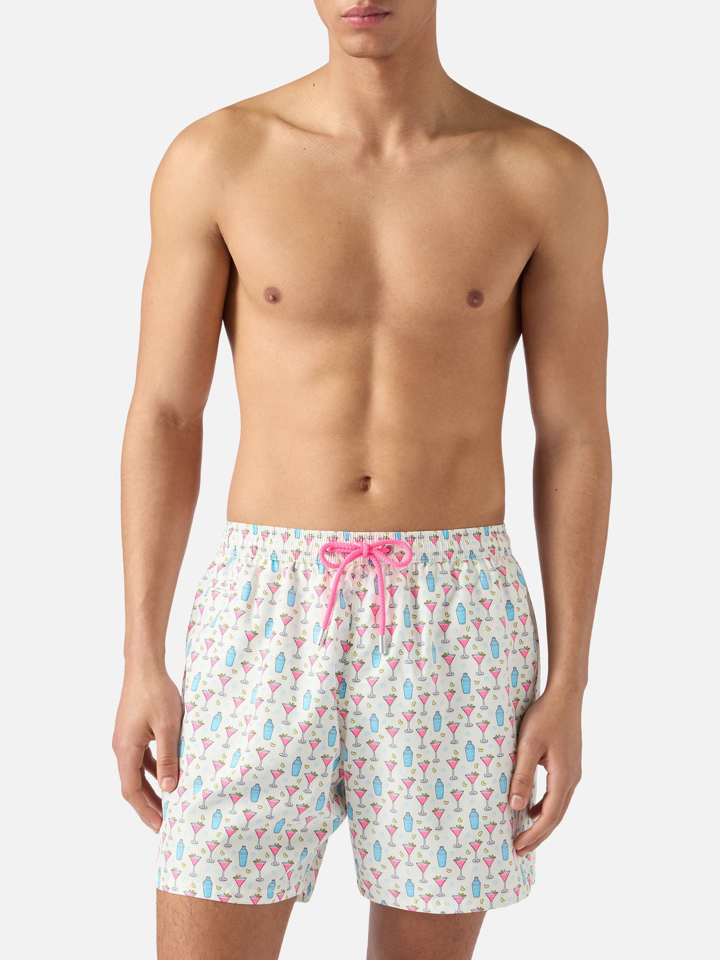 White Lighting Micro swim shorts with cosmo all-over print