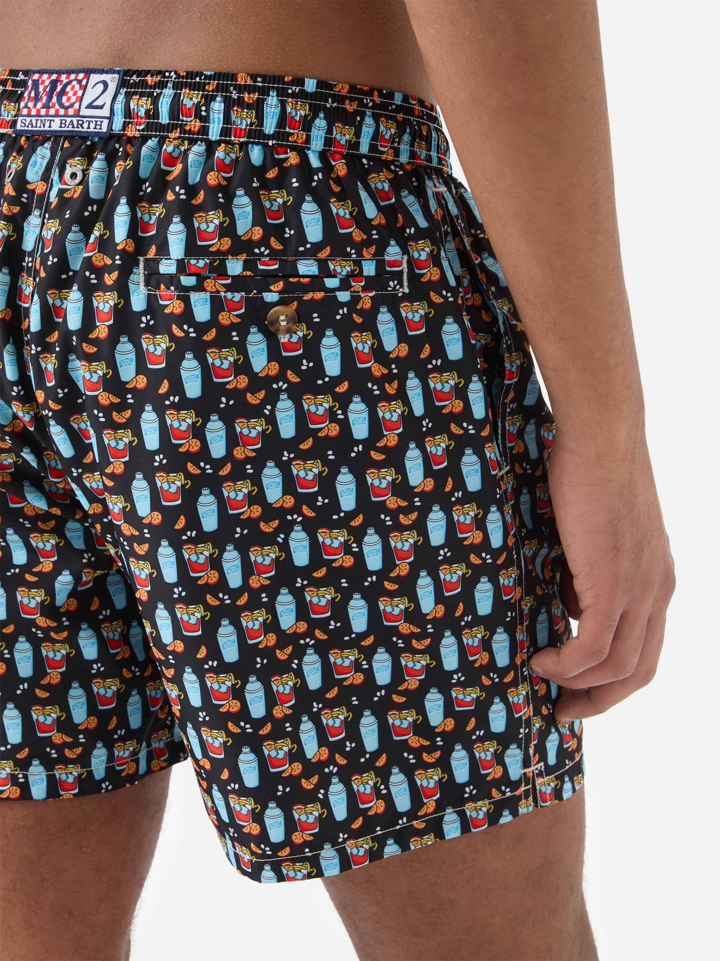 Black Lighting Micro swim shorts with negroni all-over print