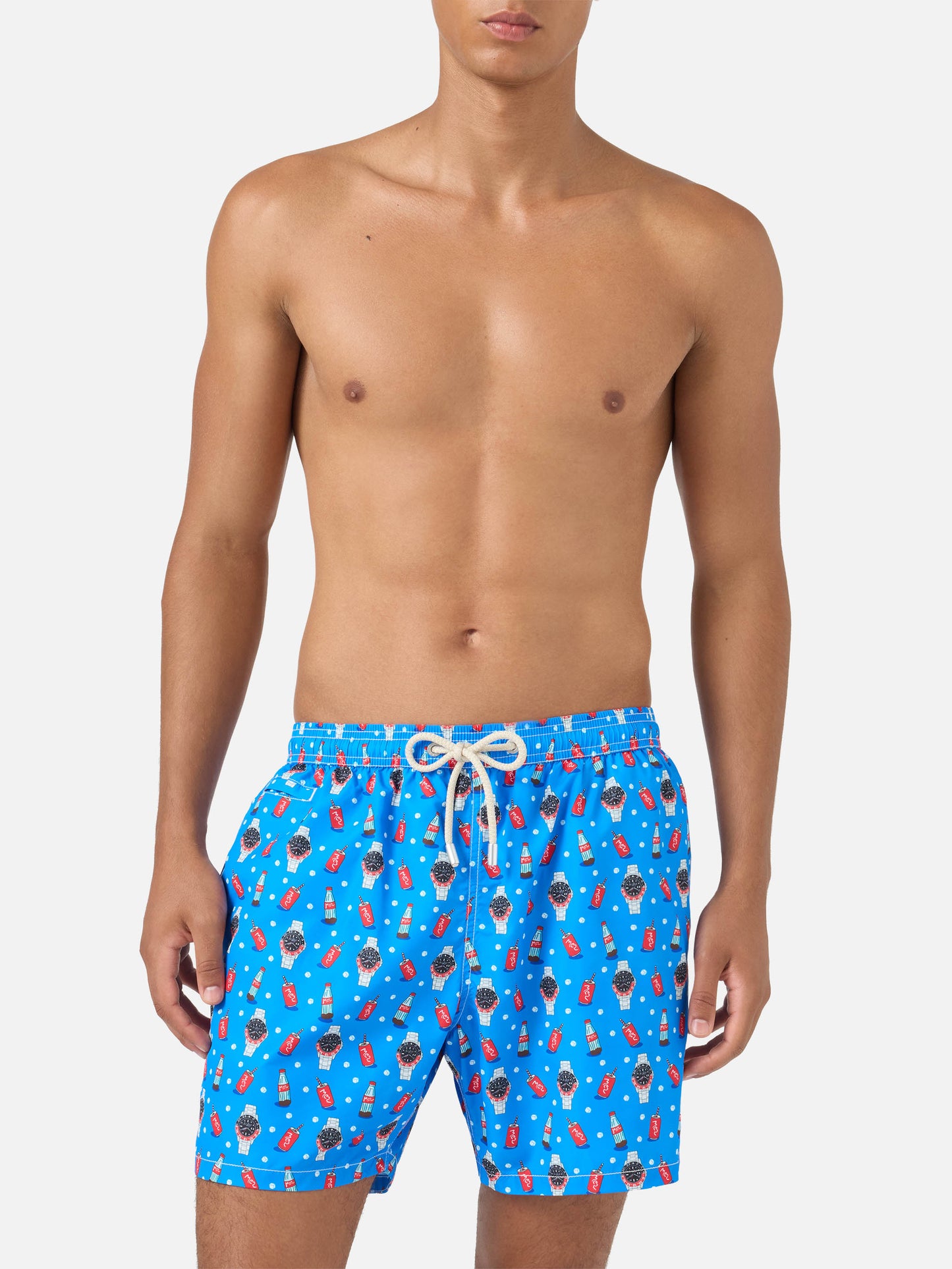 Short de bain Micro Blue Lighting avec imprimé watch red cola 