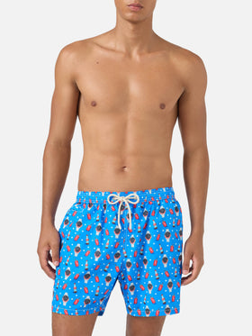 Short de bain Micro Blue Lighting avec imprimé watch red cola 