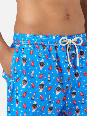 Short de bain Micro Blue Lighting avec imprimé watch red cola 