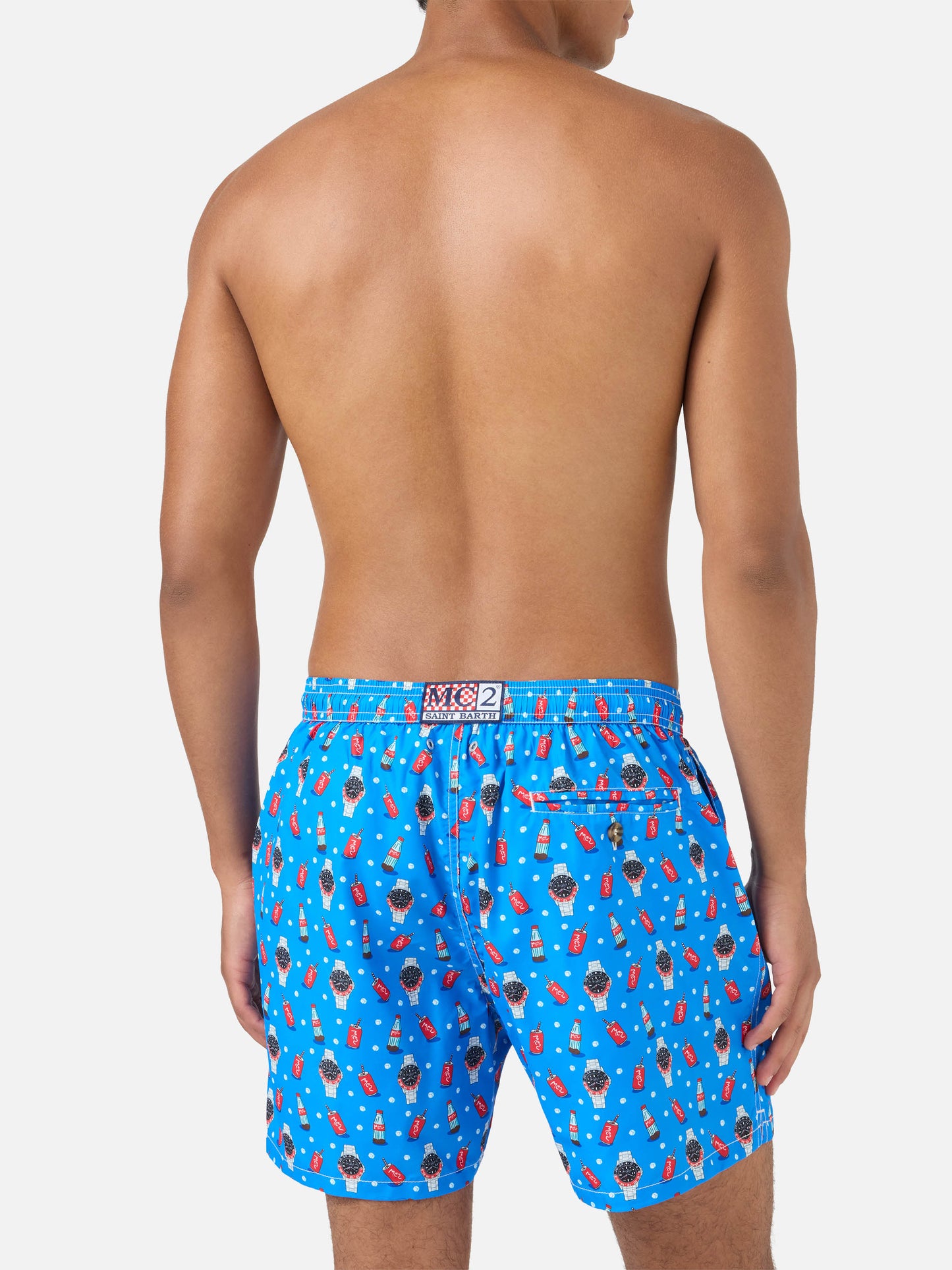 Short de bain Micro Blue Lighting avec imprimé watch red cola 