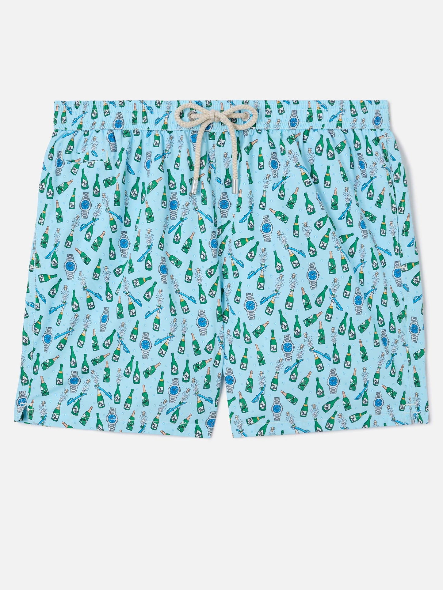 Light blue Lighting Micro swim shorts with watch sabrage print